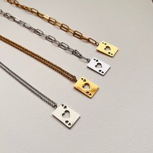 1x rolo or Paperclip chain with ace of hearts charm layering necklace 18”